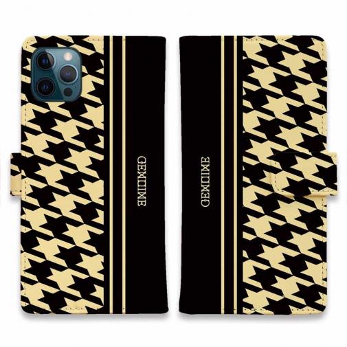 【Genuine】【手帳型】千鳥柄 ブラック&ベージュ