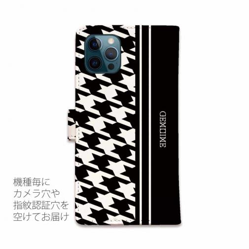 【Genuine】【手帳型】千鳥柄　ブラック＆ホワイト