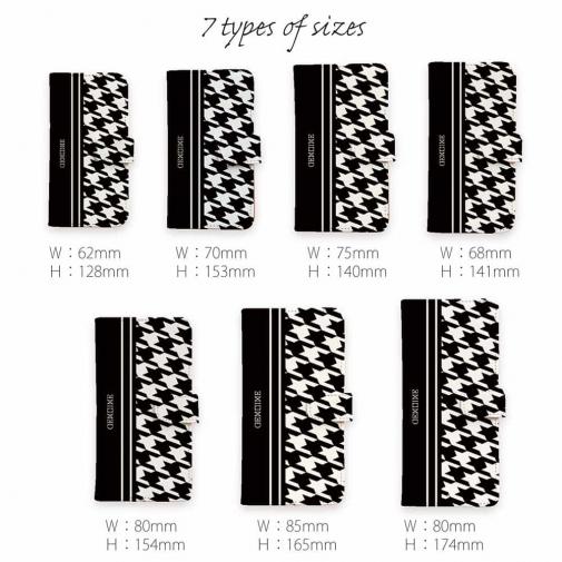 【Genuine】【手帳型】千鳥柄　ブラック＆ホワイト