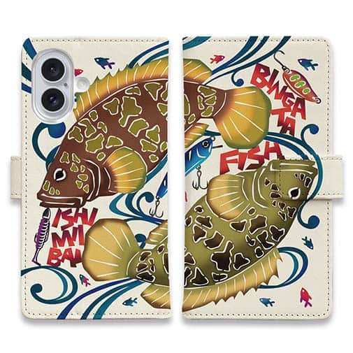 【手帳型】【FISH MAN】沖縄県紅型フィッシュ