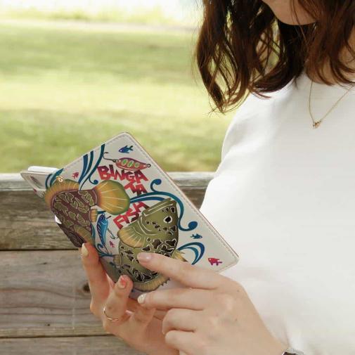 【手帳型】【FISH MAN】沖縄県紅型フィッシュ