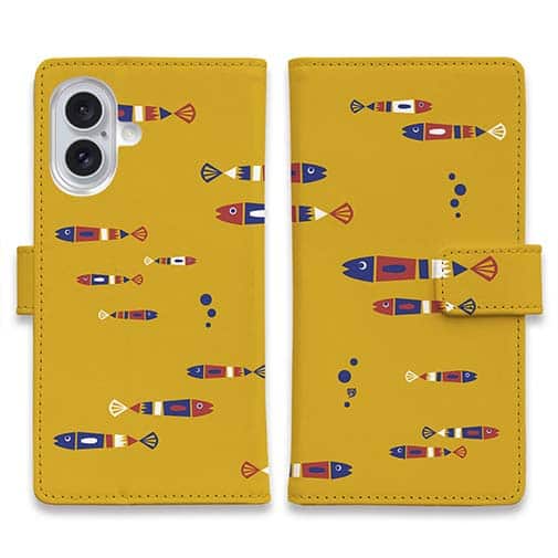 【手帳型】【釣りざんまい】レトロフィッシュ_オレンジ