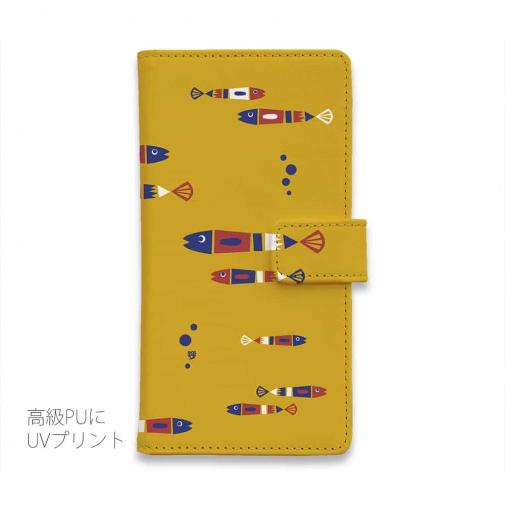 【手帳型】【釣りざんまい】レトロフィッシュ_オレンジ