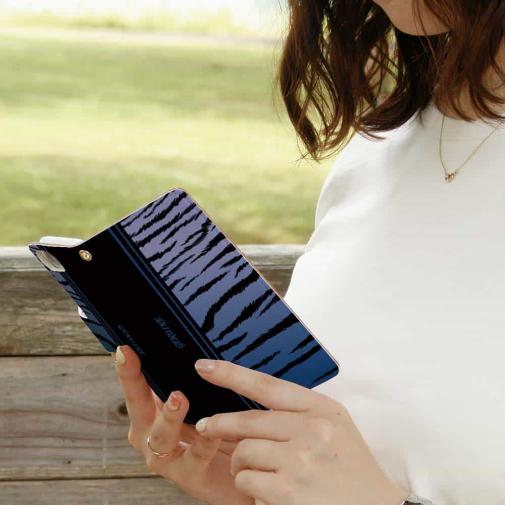 【Genuine】【手帳型】虎 タイガー ブルー ライン