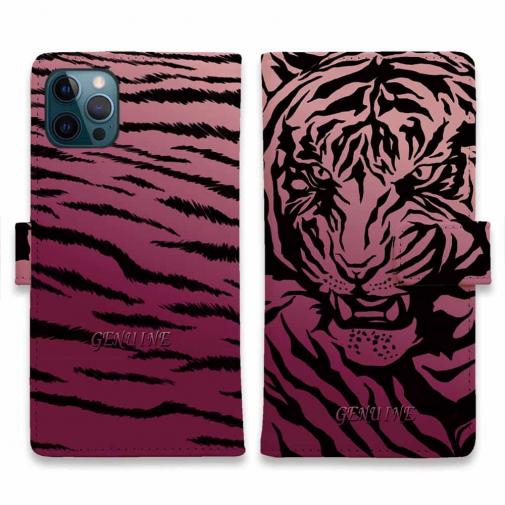 【Genuine】【手帳型】虎 タイガー ピンク