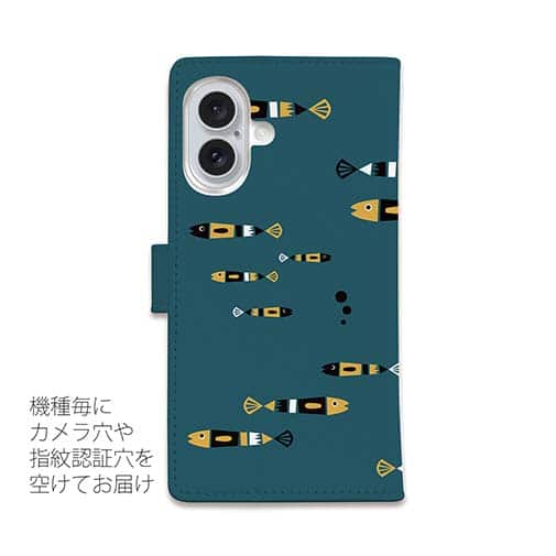 【手帳型】【釣りざんまい】レトロフィッシュ_北欧風