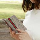 【Genuine】【手帳型】蛇柄 ベージュ 縦ライン 縁担ぎ