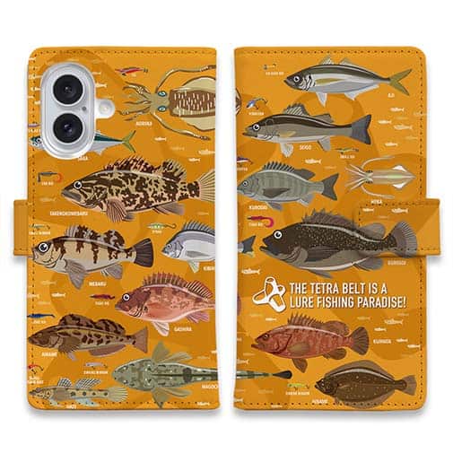 【手帳型】【FISH MAN】テトラ帯は釣り天国! オレンジ