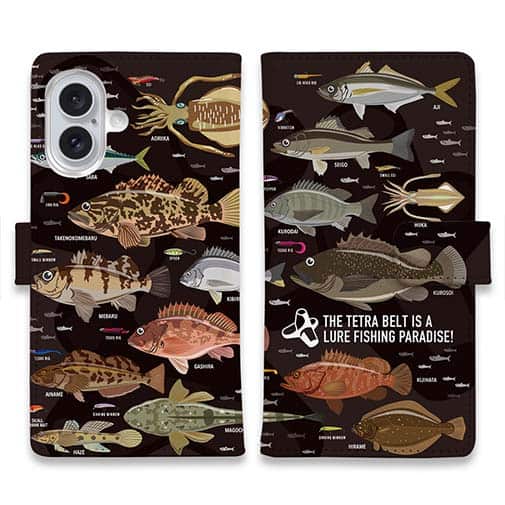 【手帳型】【FISH MAN】テトラ帯は釣り天国! ブラック