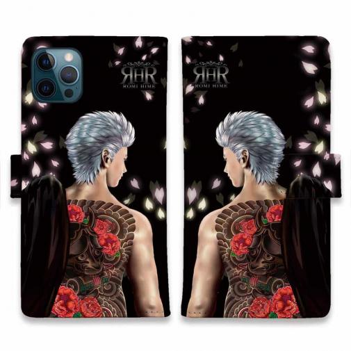 【ROMI HIME】【手帳型】彫青 牡丹 和柄 桜