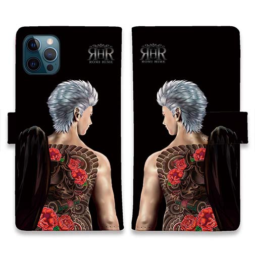 【ROMI HIME】【手帳型】彫青 牡丹 和柄