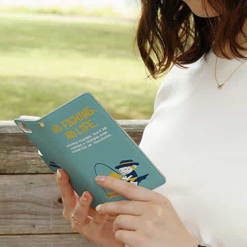 【手帳型】【釣りざんまい】ウトウトアングラー_ミント