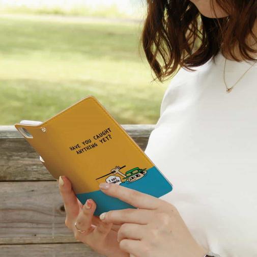 【手帳型】【釣りざんまい】ユニークアングラー_オレンジ