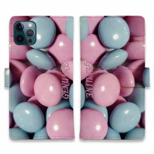 【Genuine】【手帳型】カラフル チョコ ブルー&ピンク