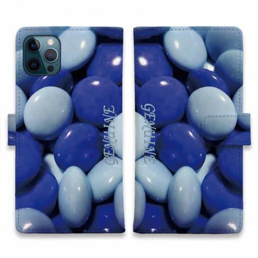 【Genuine】【手帳型】カラフル チョコ ブルー