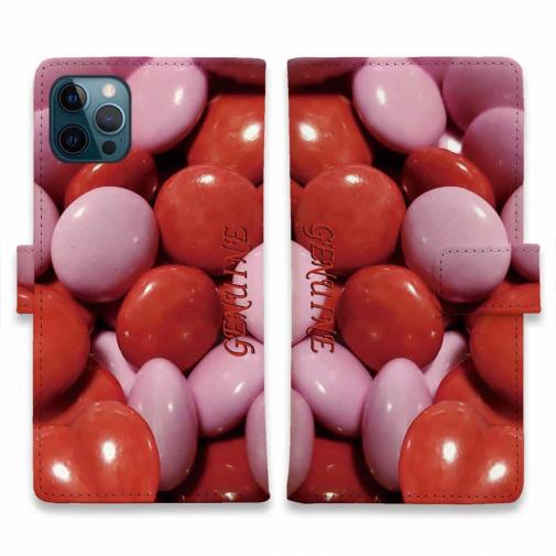 【Genuine】【手帳型】カラフル チョコ ピンク&レッド