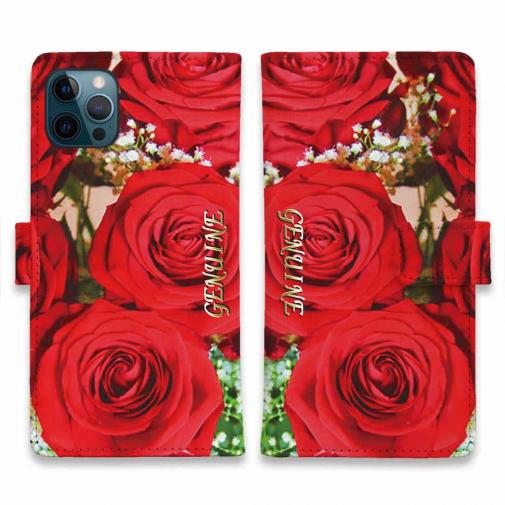 【Genuine】【手帳型】バラ(薔薇) レッド