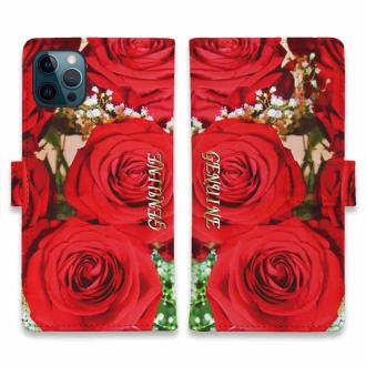 【Genuine】【手帳型】バラ（薔薇）　レッド