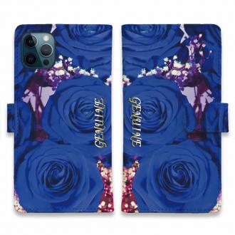 【Genuine】【手帳型】バラ（薔薇）　ブルー