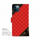 【Genuine】【手帳型】マトラッセ柄　ダイアゴナル　チェック　レッド