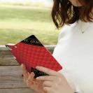 【Genuine】【手帳型】マトラッセ柄　ダイアゴナル　チェック　レッド