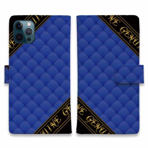 【Genuine】【手帳型】マトラッセ柄 ダイアゴナル チェック ブルー