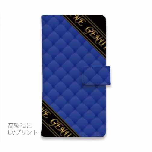 【Genuine】【手帳型】マトラッセ柄　ダイアゴナル　チェック　ブルー