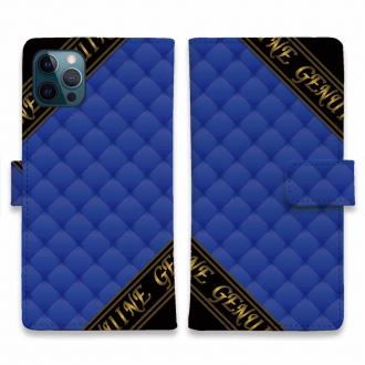【Genuine】【手帳型】マトラッセ柄　ダイアゴナル　チェック　ブルー