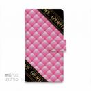 【Genuine】【手帳型】マトラッセ柄　ダイアゴナル　チェック　ピーチピンク