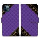【Genuine】【手帳型】マトラッセ柄　ダイアゴナル　チェック　パープル