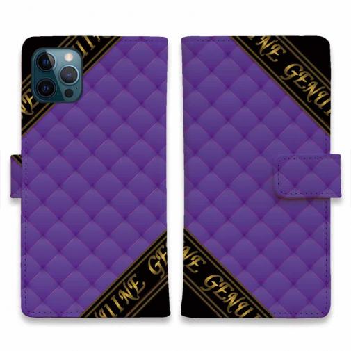【Genuine】【手帳型】マトラッセ柄 ダイアゴナル チェック パープル