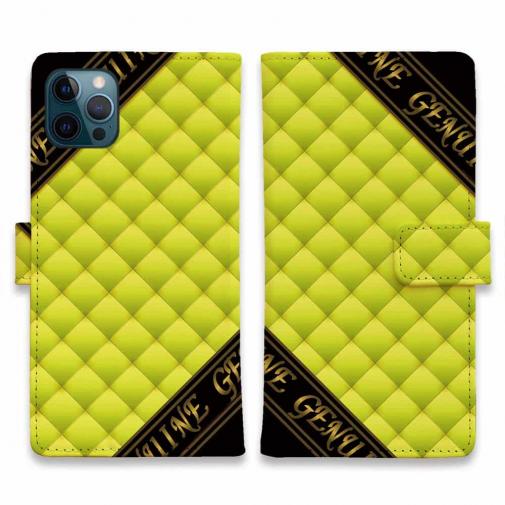 【Genuine】【手帳型】マトラッセ柄 ダイアゴナル チェック イエロー