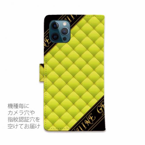 【Genuine】【手帳型】マトラッセ柄　ダイアゴナル　チェック　イエロー
