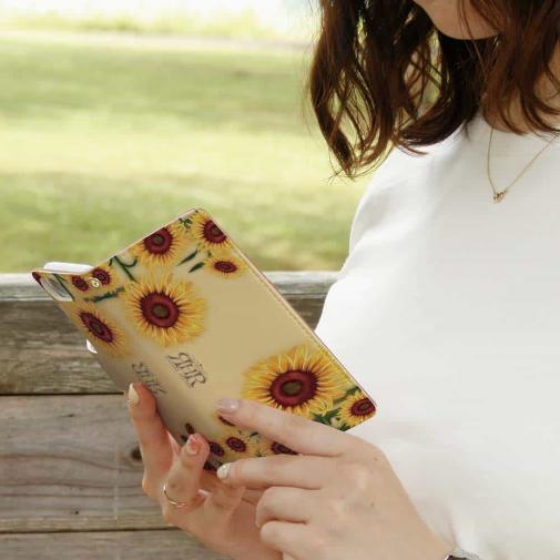 【ROMI HIME】【手帳型】ひまわり　ベージュ