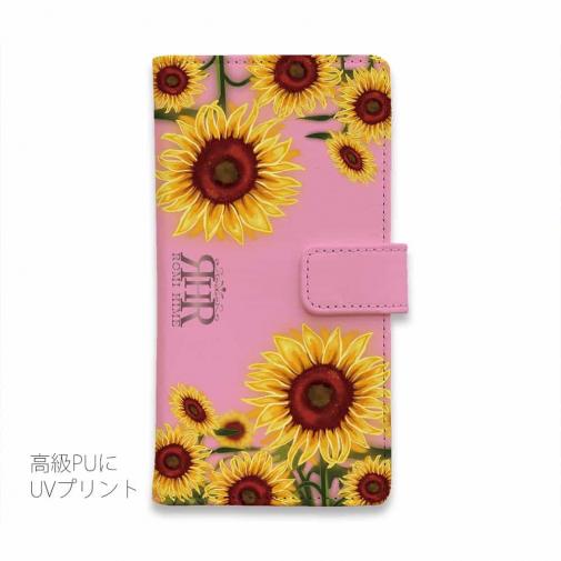 【ROMI HIME】【手帳型】ひまわり　ピンク