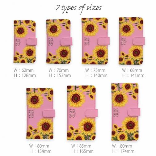 【ROMI HIME】【手帳型】ひまわり　ピンク