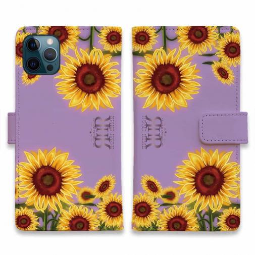 【ROMI HIME】【手帳型】ひまわり パープル