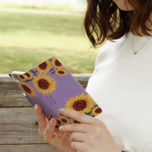 【ROMI HIME】【手帳型】ひまわり　パープル