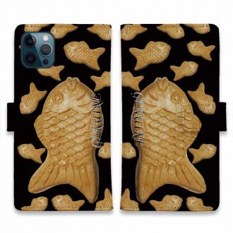 【Genuine】【手帳型】たいやき　ベージュ＆ブラック