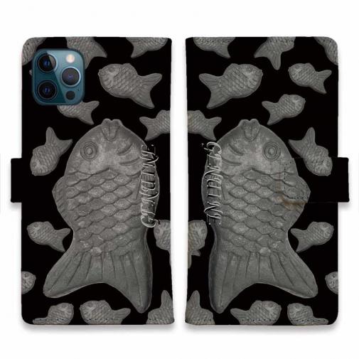 【Genuine】【手帳型】たいやき ブラック&ブラック