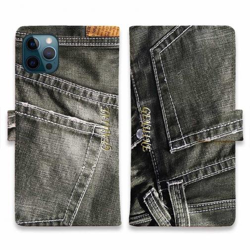 【Genuine】【手帳型】ジーンズ(デニム) ブラック