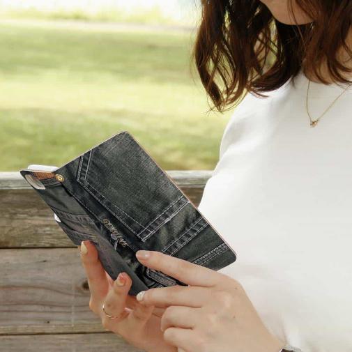 【Genuine】【手帳型】ジーンズ（デニム）　ブラック