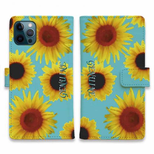 【Genuine】【手帳型】ひまわり スカイブルー