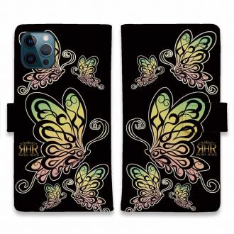 【ROMI HIME】【手帳型】蝶　トライバル　レインボー　ブラック