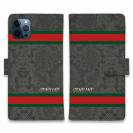 【Genuine】【手帳型】蛇柄 黒蛇 ブラック 横ライン 験担ぎ