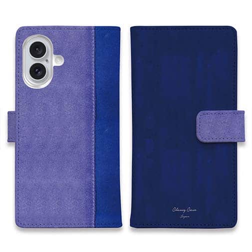 【手帳型】スエード風大人のネイビー