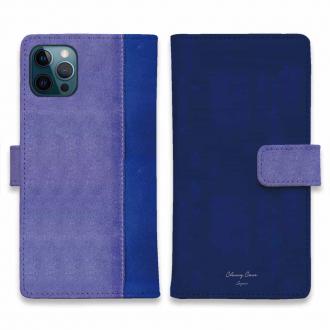 【手帳型】スエード風大人のネイビー