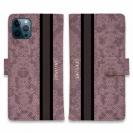 【Genuine】【手帳型】蛇柄 黒蛇 ピンク 縦ライン 験担ぎ