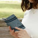 【Genuine】【手帳型】蛇柄 黒蛇 ブルー 横ライン 験担ぎ