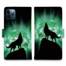 【ROMI HIME】【手帳型】狼エメラルドグリーン 月